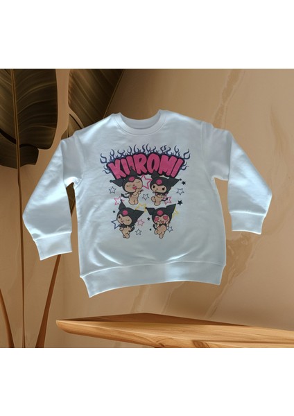 Kuromi Baskılı Tarz Yeni Nesil Karakter Sanrio Beyaz Renk Sweatshirt