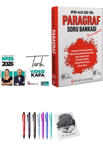 Öğreti Akademi KPSS ALES DGS YKS Paragraf Soru Bankası - Hoca Kafası 2025 KPSS Tarih Video Kafa Notlar + Hediyeli