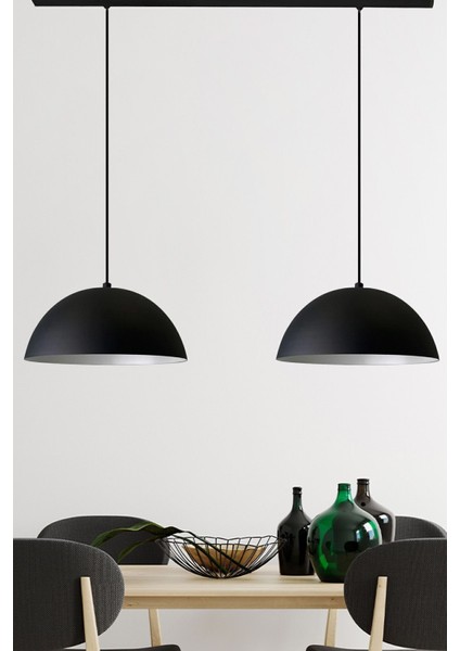 Ikili Siyah Lipeo Avize Sarkıt Salon Mutfak Kuaför Lamba Dekoratif Aydınlatma