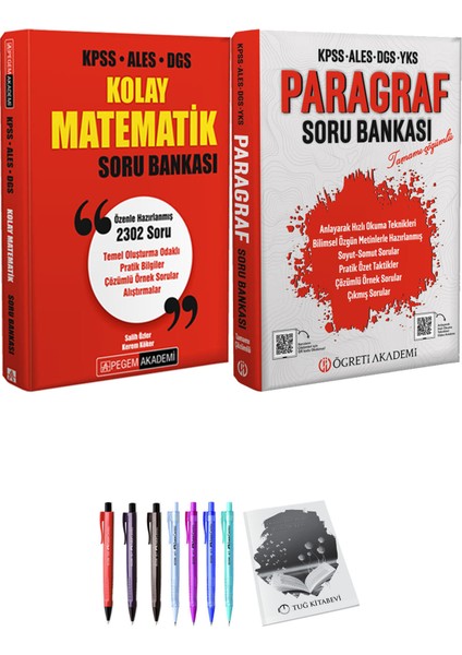 Öğreti Akademi KPSS ALES DGS YKS Paragraf Soru Bankası - KPSS ALES DGS Kolay Matematik Soru Bankası + Hediyeli
