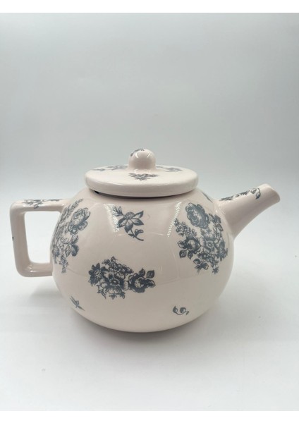 Handmade Seramik Çaydanlık(Antrasit Çiçekli)
