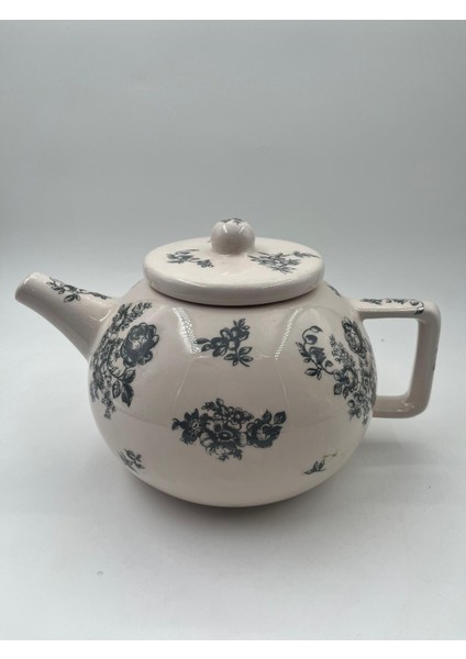 Handmade Seramik Çaydanlık(Antrasit Çiçekli)