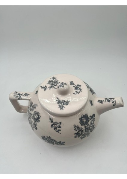 Handmade Seramik Çaydanlık(Antrasit Çiçekli)