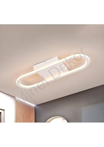Minel Dekor Oval -35-15 cm Plafonyer A++ Ledli Modern Avize Koridor Hol Aydınlatma Beyaz Işık