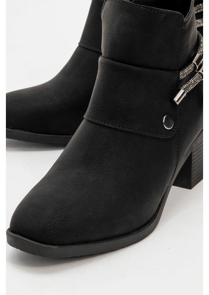 Kadın Taşlı Topuklu Bot SİYAH ZÜMRÜT modelleri