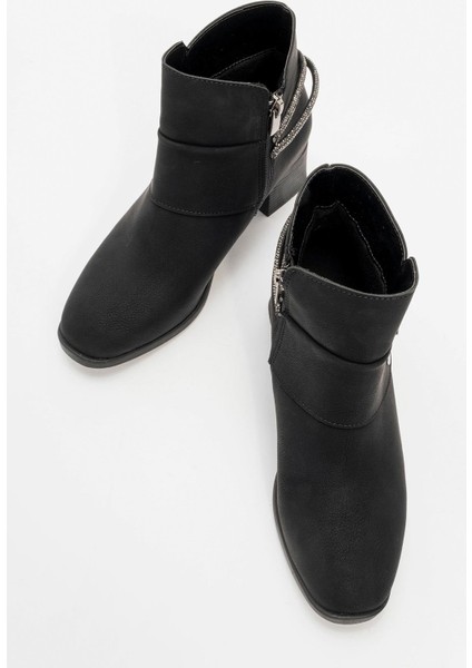 Kadın Taşlı Topuklu Bot SİYAH ZÜMRÜT indirimleri