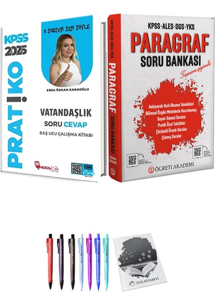 Öğreti Akademi KPSS ALES DGS YKS Paragraf Soru Bankası - Hoca Kafası 2025 KPSS Vatandaşlık Pratiko Soru Cevap Çalışma Kitabı + Hediyeli