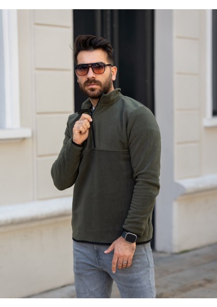 Yarım Fermuarlı Tek Cep Polar Sweat(Manken: Boy 185 Kilo 83)