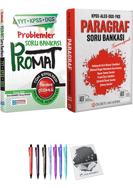 Öğreti Akademi KPSS ALES DGS YKS Paragraf Soru Bankası - Evrensel Promat Problemler Soru Bankası + Hediyeli