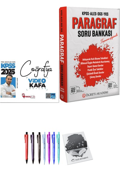 Öğreti Akademi KPSS ALES DGS YKS Paragraf Soru Bankası - Hoca Kafası 2025 KPSS Coğrafya Video Kafa Notlar + Hediyeli