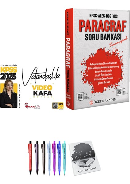 Öğreti Akademi KPSS ALES DGS YKS Paragraf Soru Bankası - Hoca Kafası 2025 KPSS Vatandaşlık Video Kafa Notlar + Hediyeli