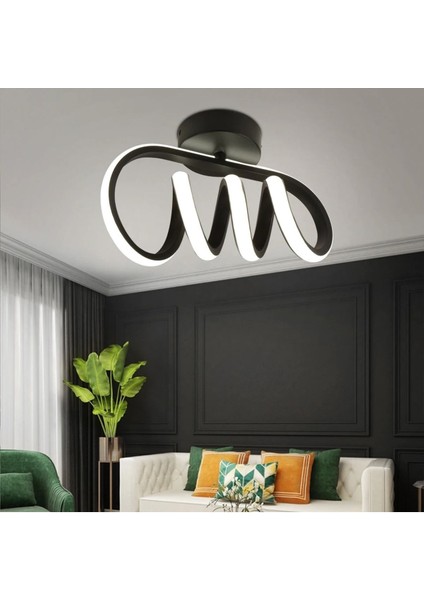 Burgu Siyah Tavana Sıfır Günışığı LED Avize