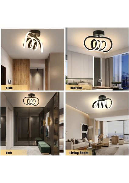 Burgu Siyah Tavana Sıfır Günışığı LED Avize fiyatları