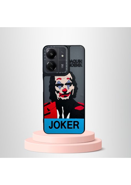 Redmi 13C 4g Tlp Gri Zemin Üzerine Joker Kabartmalı 3D Stylısh Kabartmalı Kapak