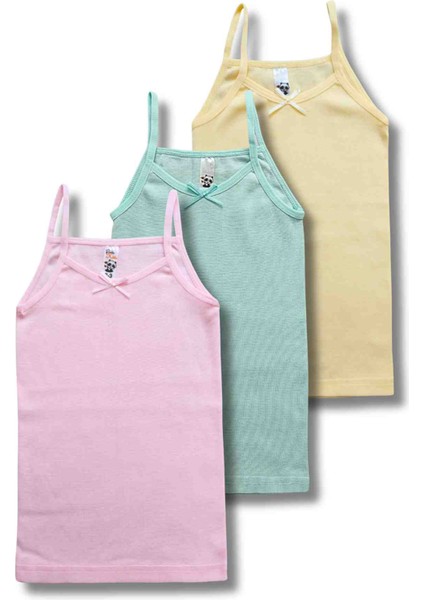 %100 Pamuklu Kız Çocuk İnce Askı Atlet Fanila Boxer Külot Iç Çamaşır 3lü Set
