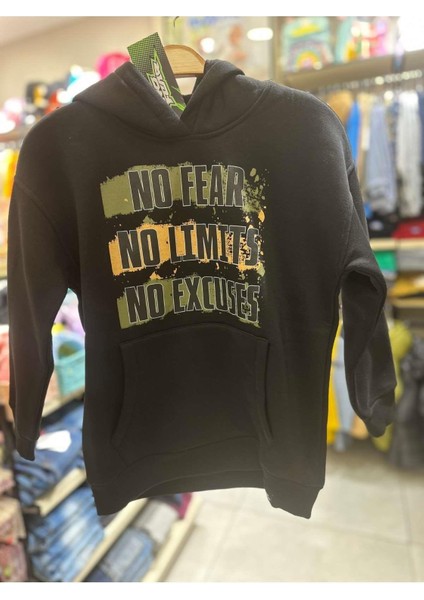 Çocuk Baskılı Şardonlu Sweatshirt - Siyah