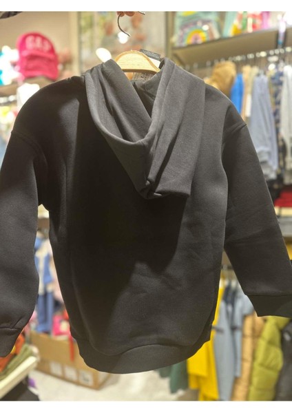 Çocuk Baskılı Şardonlu Sweatshirt - Siyah