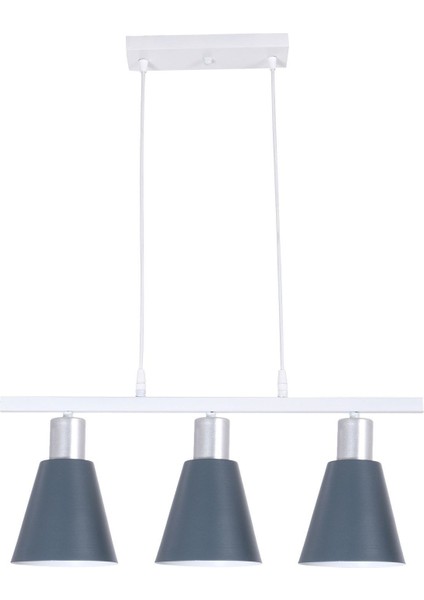 Trendy Modern Tasarım Cafe Mutfak Salon Antrasit Renkli Sıralı 3 Lü Avize