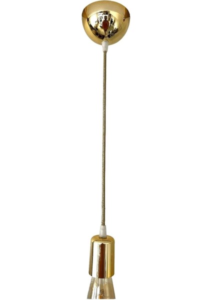 Sarkıt Lale Duy - Kumaş Kablo - (Gold Renk) (Ampul Dahil Değildir) 50 cm Plastik