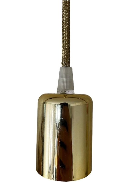 Sarkıt Lale Duy - Kumaş Kablo - (Gold Renk) (Ampul Dahil Değildir) 50 cm Plastik