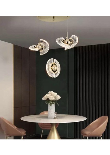 Modern Lu x ury E x clusive Crystal Üçlü LED Avize Gold Sarı Ledli Avize fiyatları