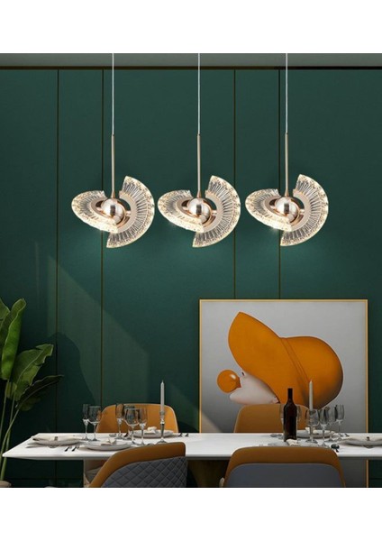 Modern Lu x ury E x clusive Crystal Üçlü Sıralı LED Avize Gold Sarı Ledli Avize