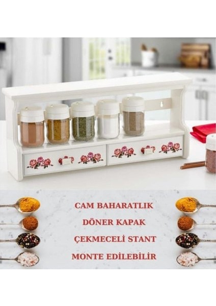 031 Lüks 7'li Çekmeceli Baharat Seti (Vıolet)