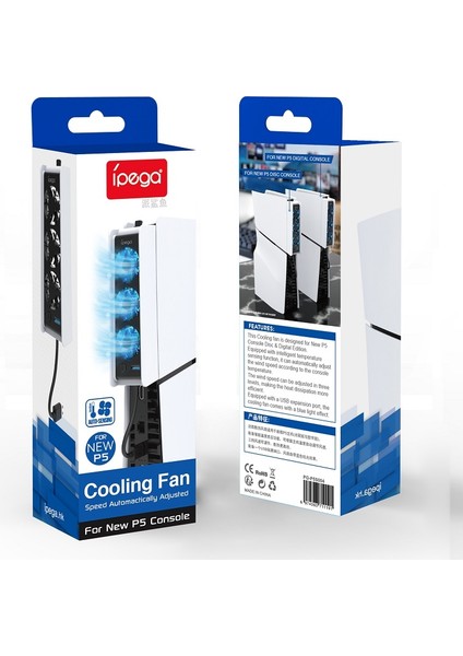 PG-P5S004 Ps5 Slim Konsol Için Soğutma Fanı 3 Hız Ayarlanabilir LED Işıklı Soğutucu Fan indirimleri