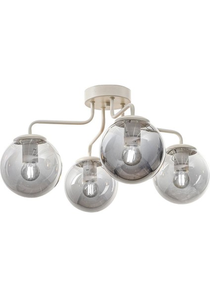 Yağmur 4.lü Beyaz-Füme Camlı Avize modelleri