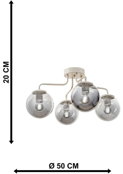 Yağmur 4.lü Beyaz-Füme Camlı Avize indirimleri