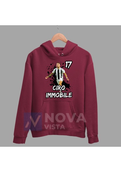 Ciro Immobile 17 Numara Fotoğraf Forma Baskılı Unisex Kapüşonlu Sweatshirt