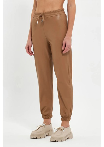 Paça ve Beli Lastikli Içi Şardonlu Bağcıklı Deri Tayt modelleri