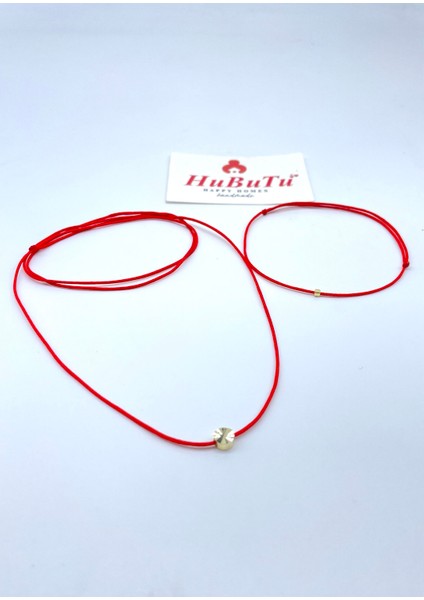 Minimal Kırmızı Ip Bileklik ve Kolye Seti