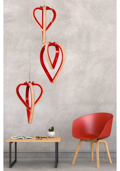 Sevinç 3 Renk Ledli 3.lü Avize Kırmızı