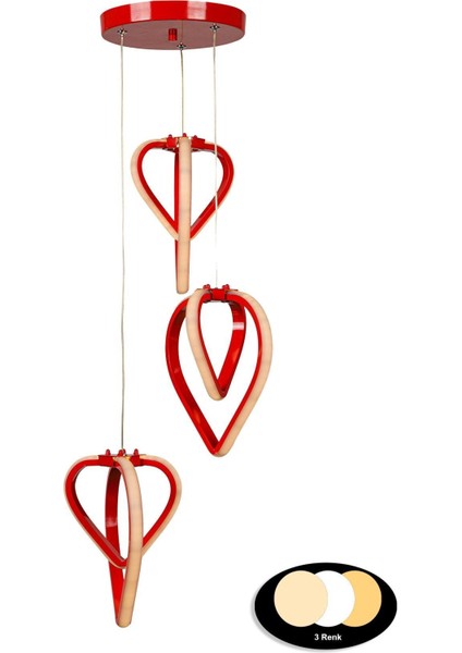 Sevinç 3 Renk Ledli 3.lü Avize Kırmızı modelleri