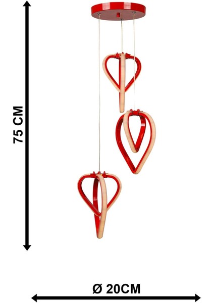 Sevinç 3 Renk Ledli 3.lü Avize Kırmızı indirimleri