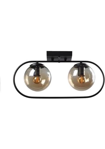 Sühan 2.li Sıralı Siyah Bal Glob Camlı Avize fiyatları