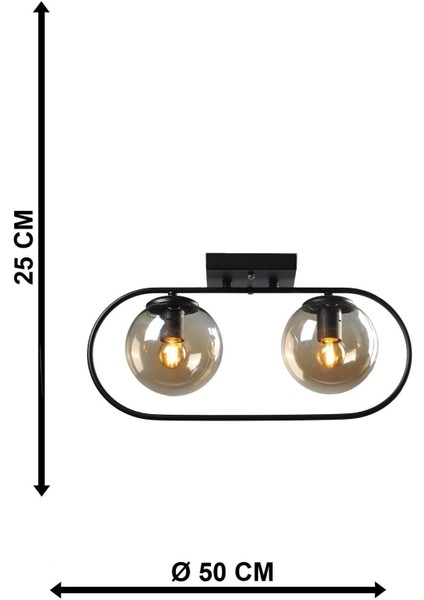 Sühan 2.li Sıralı Siyah Bal Glob Camlı Avize indirimleri