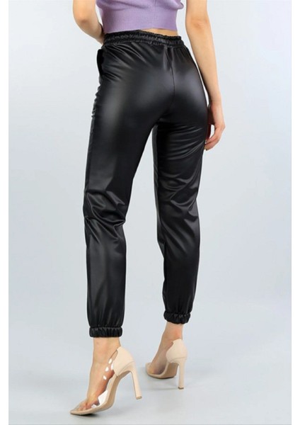 Paça ve Beli Lastikli Içi Şardonlu Deri Pantolon modelleri