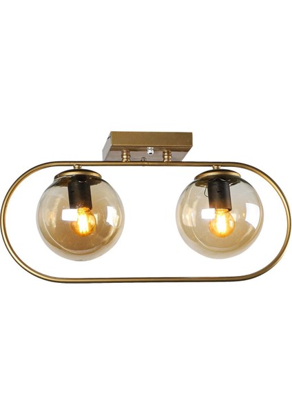 Sühan 2.li Sıralı Eskitme Bal Glob Camlı Avize modelleri