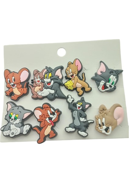 Tom ve Jerry Çizgi Film Desen Terlik Süsü Jibbitz Aksesuarı 8 Adet