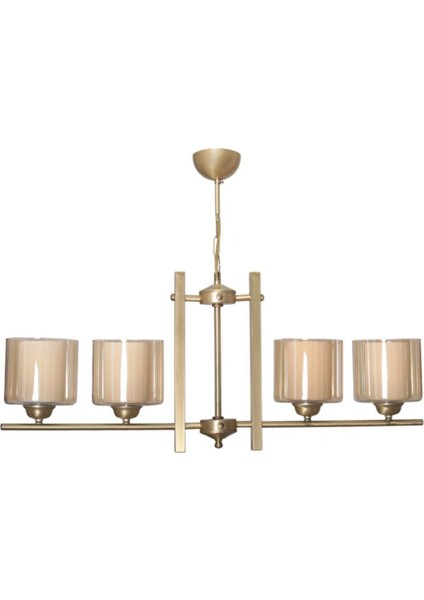 Pierro Retro Eskitme Renkli Çift Camlı Sıralı Yemek Masası Salon - Mutfak - Yatak Odası 4 Lü Avize