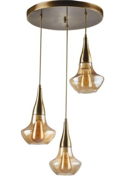 Fora Retro Rustik Eskitme Renk Kasa Bal Camlı Salon - Mutfak - Yatak Odası 3 Lü Avize fiyatları