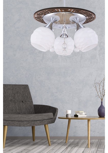 Penta 3'lü Ceviz Avize