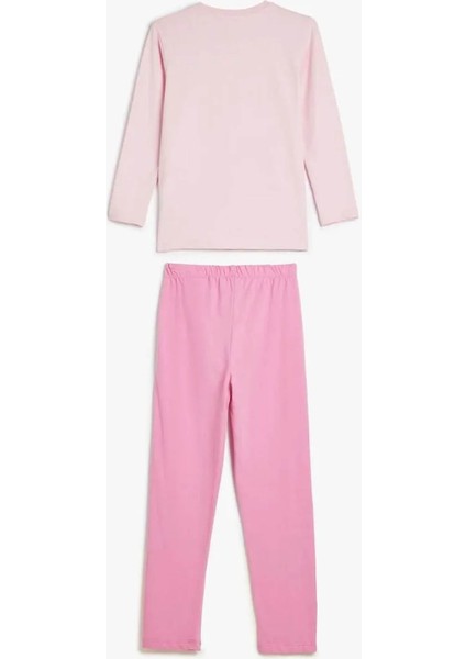 Tavşan Baskılı Uzun Kollu Pamuklu Pembe Kız Çocuk Pijama Takımı 5WLK40017MK modelleri