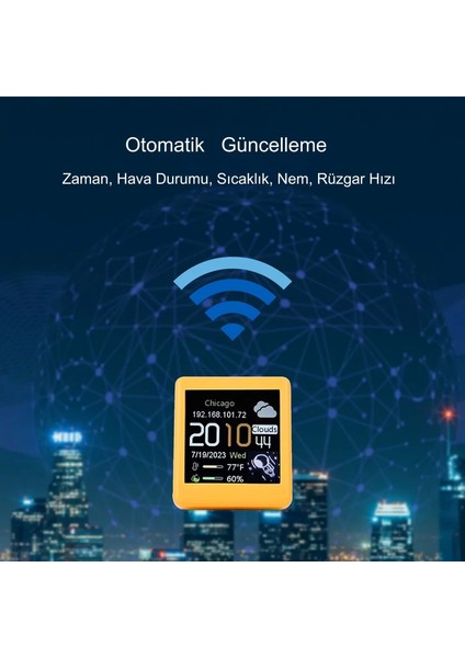 Akıllı Mini Hava Durumu Istasyonu 1.54 Inç LED LCD 28X28MM Dijital Ekran Wifi Saat Sıcaklık Nem