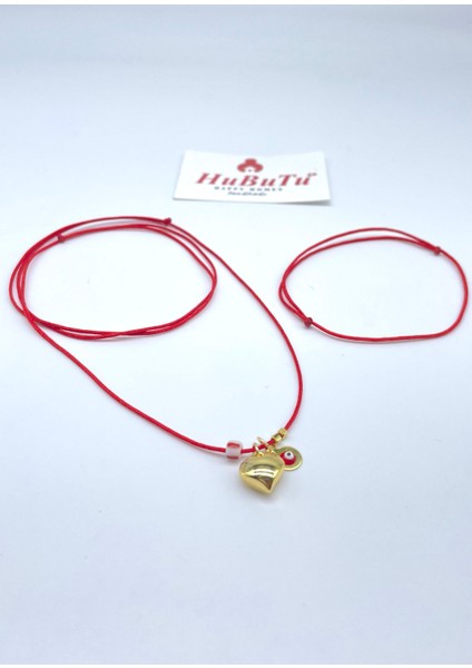 Minimal Nazar Boncuklu Sevgi Kırmızı Ip Bileklik ve Kolye Seti fiyatları