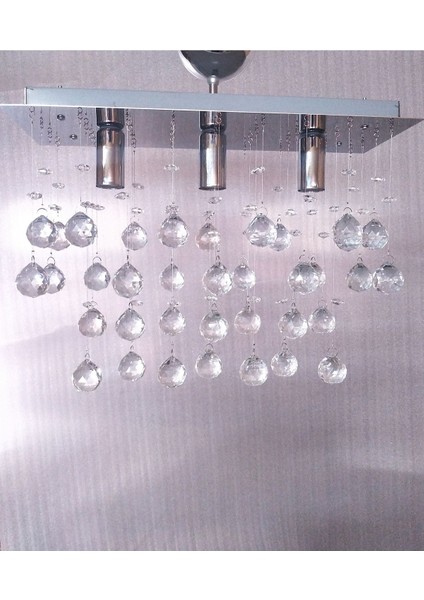 Yağmur 3'lü Dikdörğen Kristal Taşlı Avize modelleri