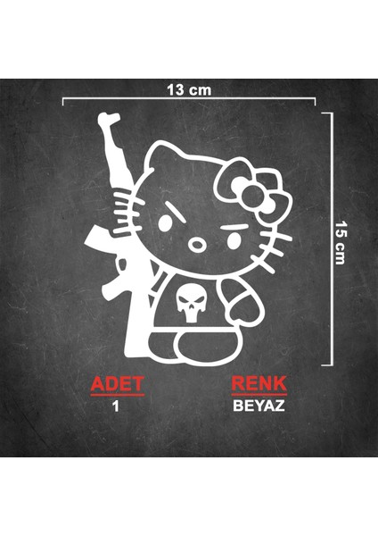 Hello Kitty Silah Sticker - Hello Kitty Sitcker - Oto Sticker - Araba Sticker - Araç Sticker fiyatları