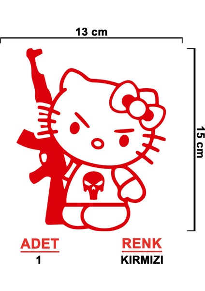 Hello Kitty Silah Sticker - Hello Kitty Sitcker - Oto Sticker - Araba Sticker - Araç Sticker fiyatları